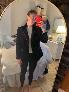 Women's Black Blazer with Red Piping